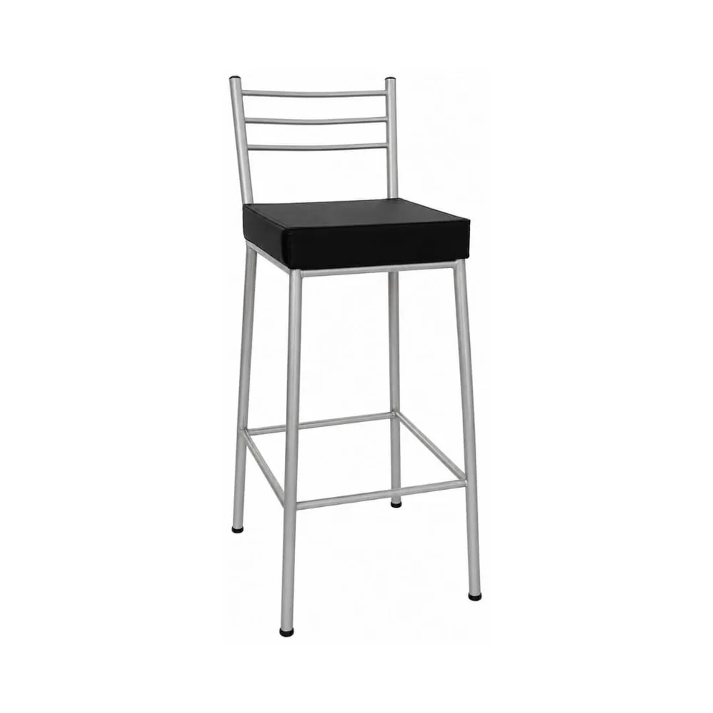 Banco Paris 75cm Prata/Preto — Metalnew ref. 3016