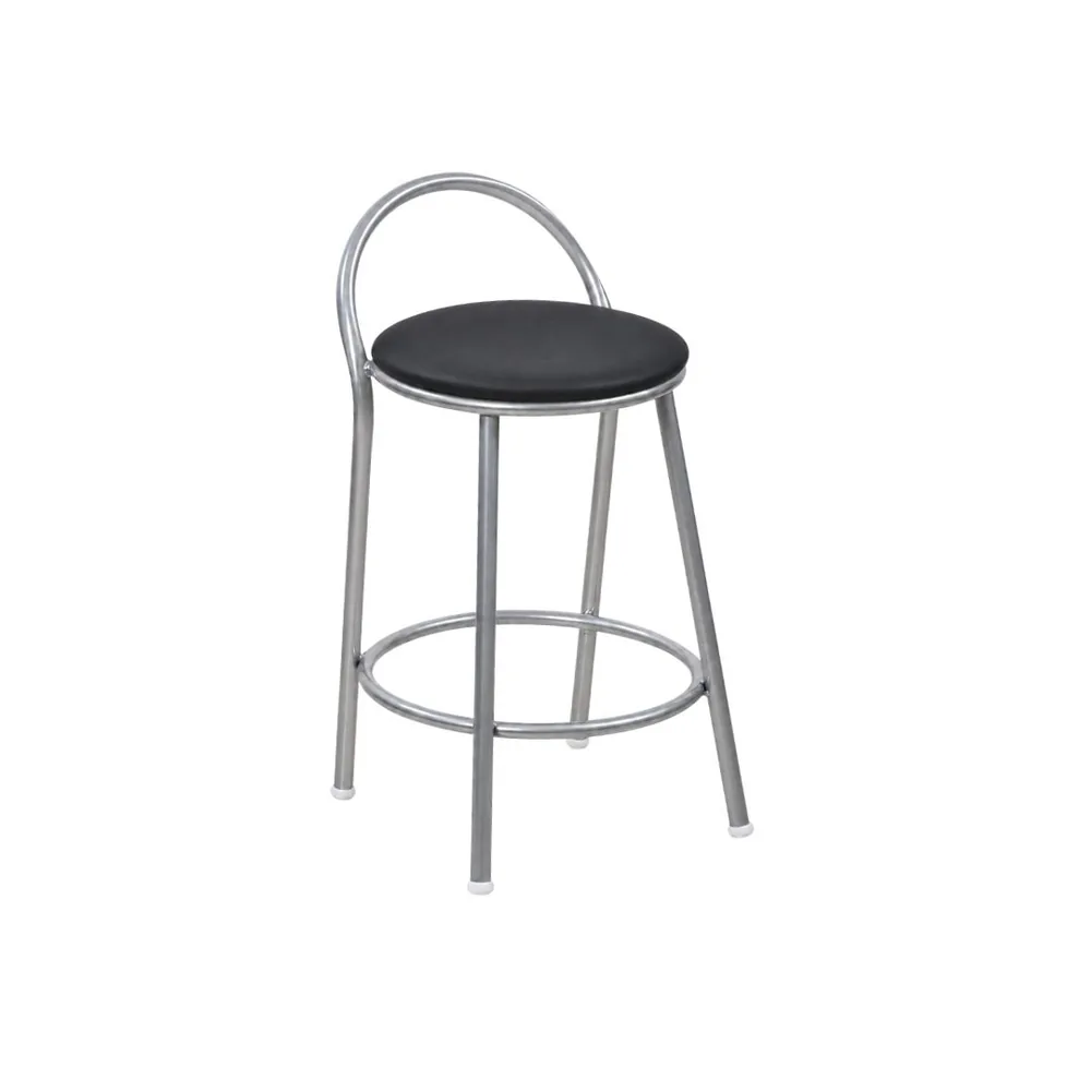 Banco com Encosto 47cm Prata/Preto — banco de aço Metalnew, referência 2445