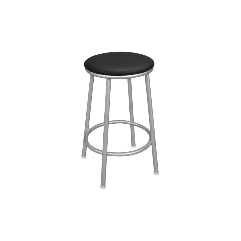 Banco sem Encosto 47cm Prata/Preto — banco de aço Metalnew, referência 2503