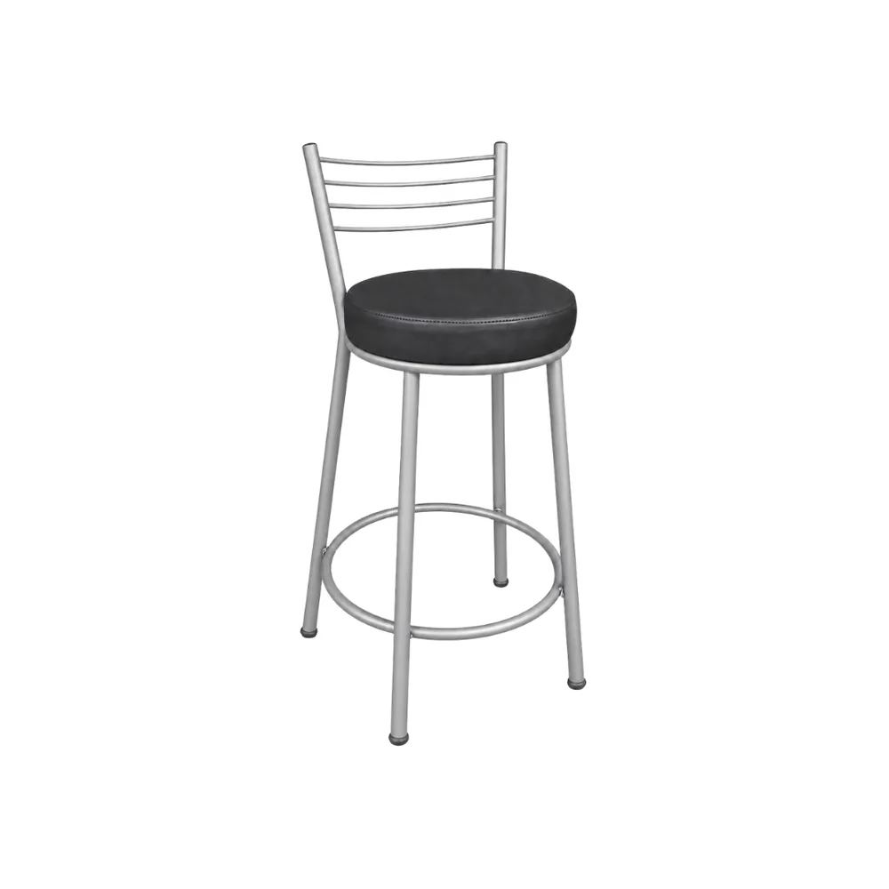 Banco Roma 60cm Prata/Preto — banco de aço Metalnew, referência 3120