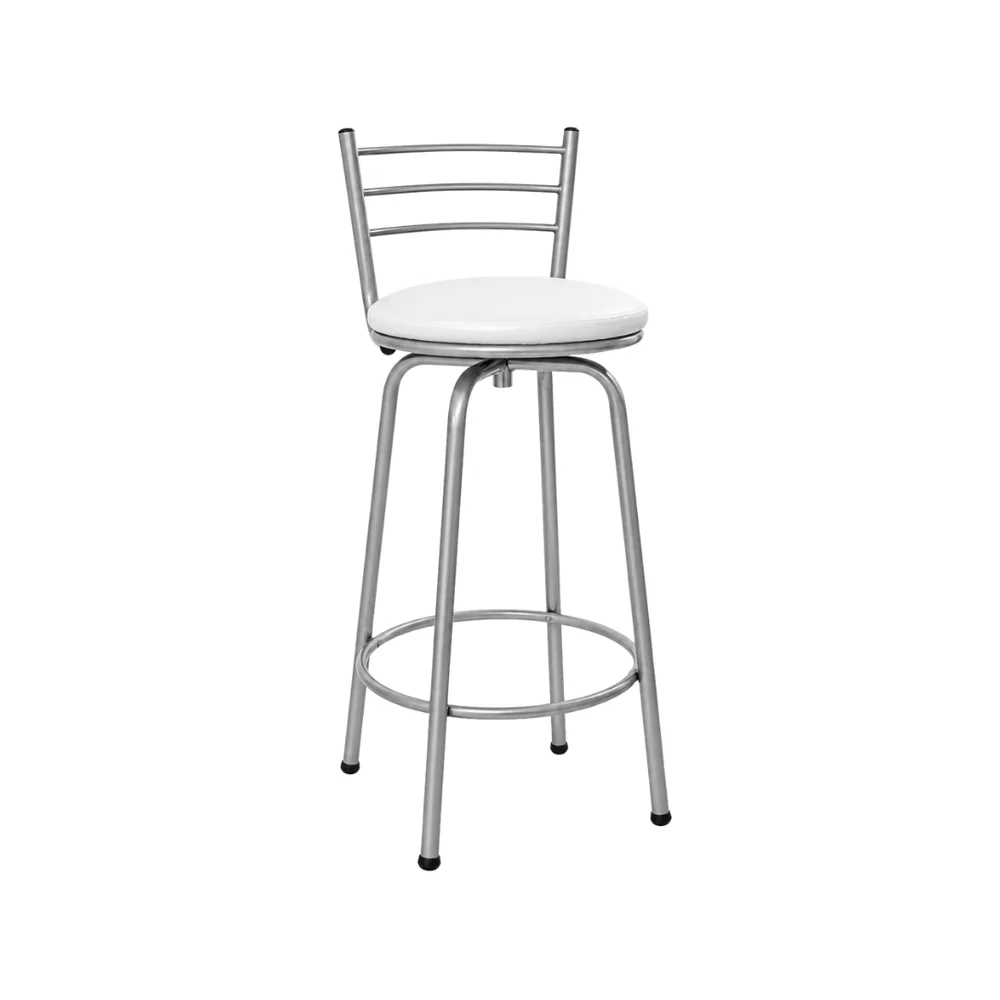 Banco Giratório 75cm Prata/Branco — banco de aço Metalnew, referência 4004