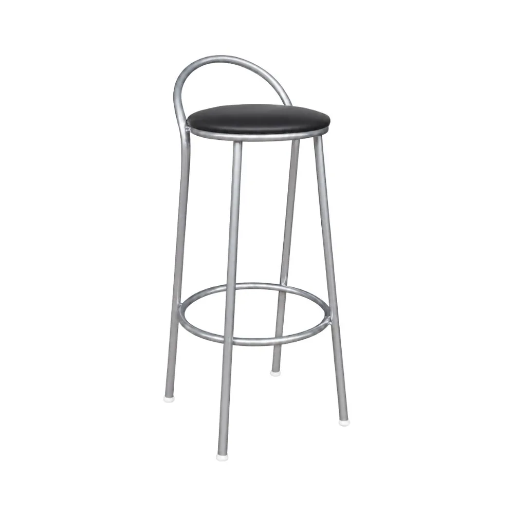 Banco com Encosto 67cm Prata/Preto — banco de aço Metalnew, referência 2447