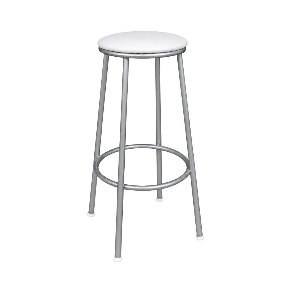 Banco sem Encosto 67cm Prata/Branco — banco de aço Metalnew, referência 2502