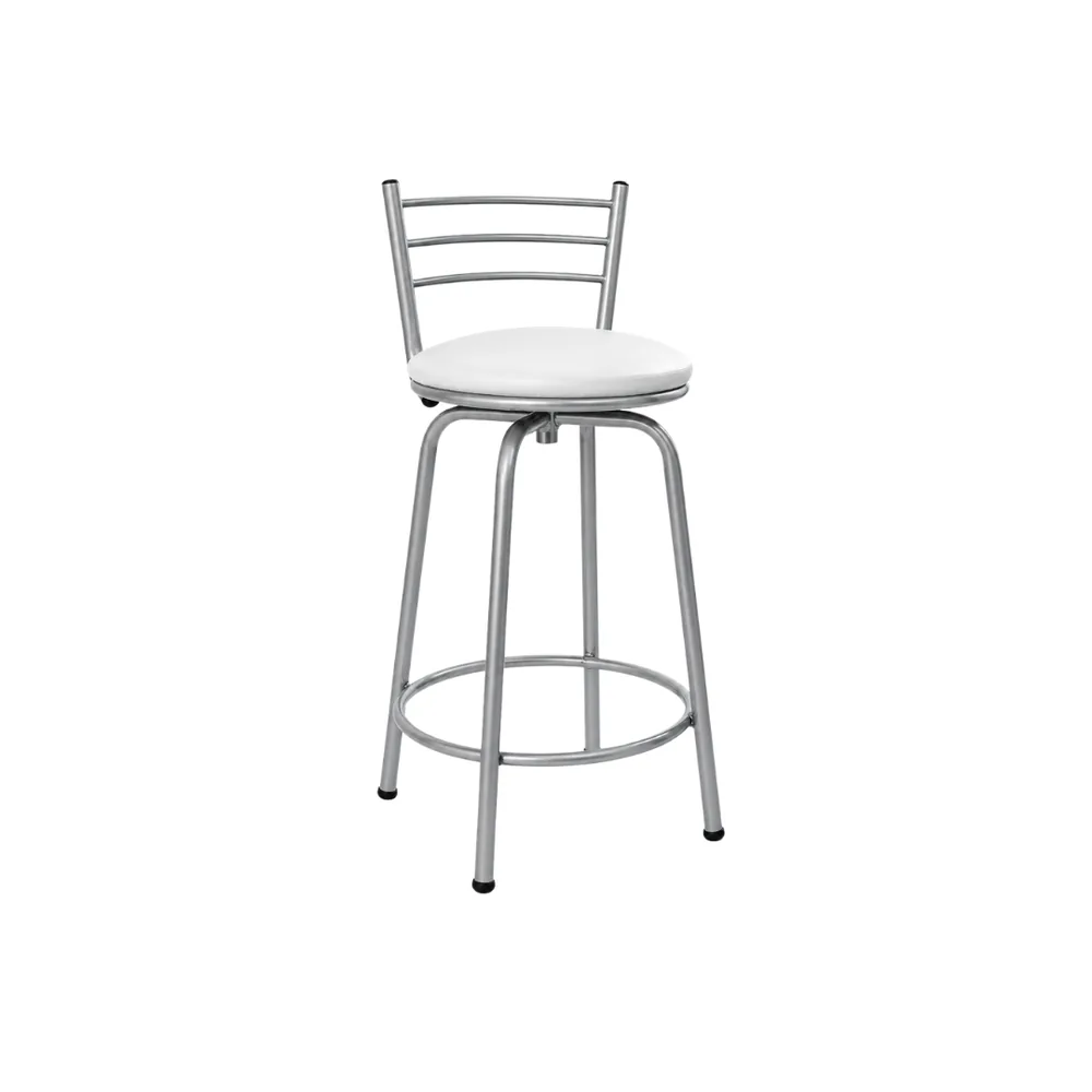 Banco Giratório 60cm Prata/Branco — banco de aço Metalnew, referência 4035