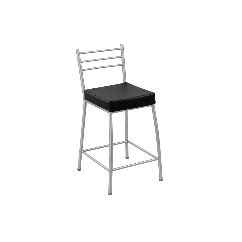 Banco Paris 60cm Prata/Preto — banco de aço Metalnew, referência 3026