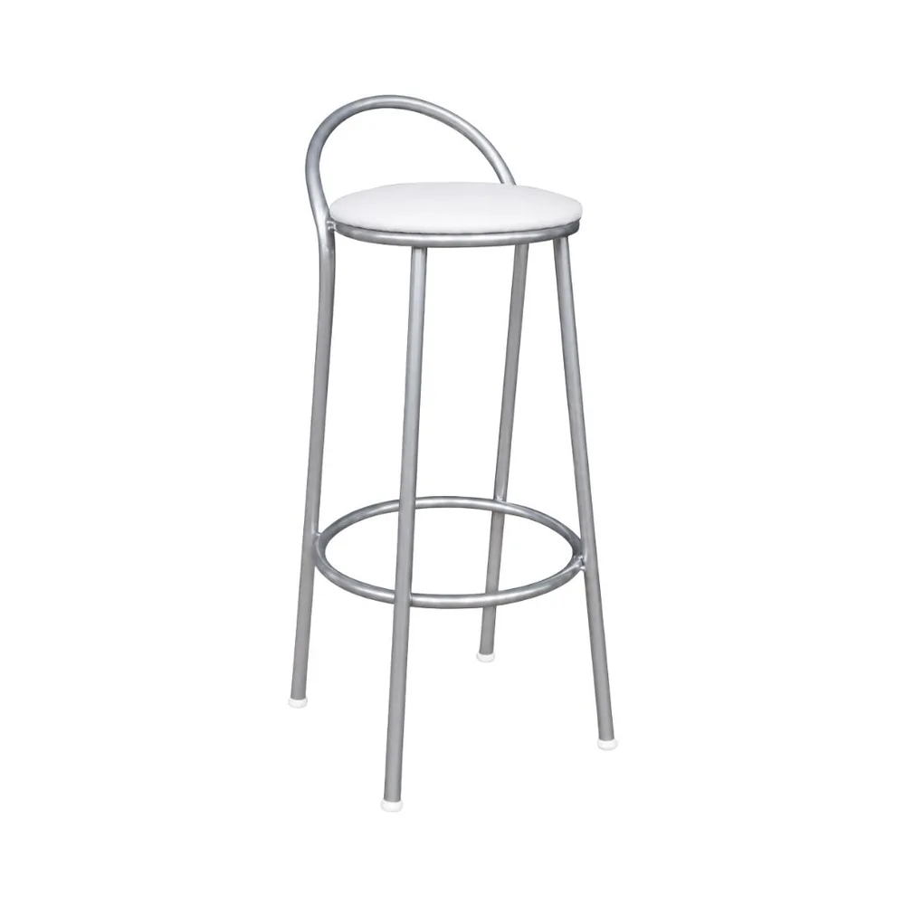 Banco com Encosto 67cm Prata/Branco — banco de aço Metalnew, referência 2437