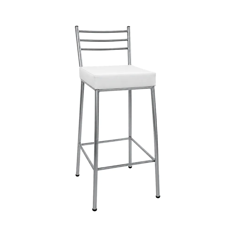 Banco Paris 75cm Prata/Branco — banco de aço Metalnew, referência 3015