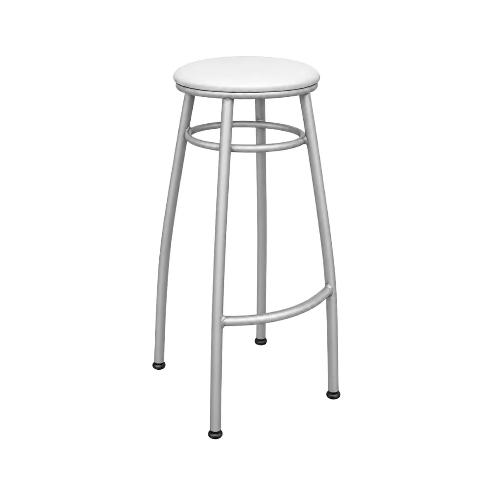 Banco Nice 75cm Prata/Branco — banco de aço Metalnew, referência 5007