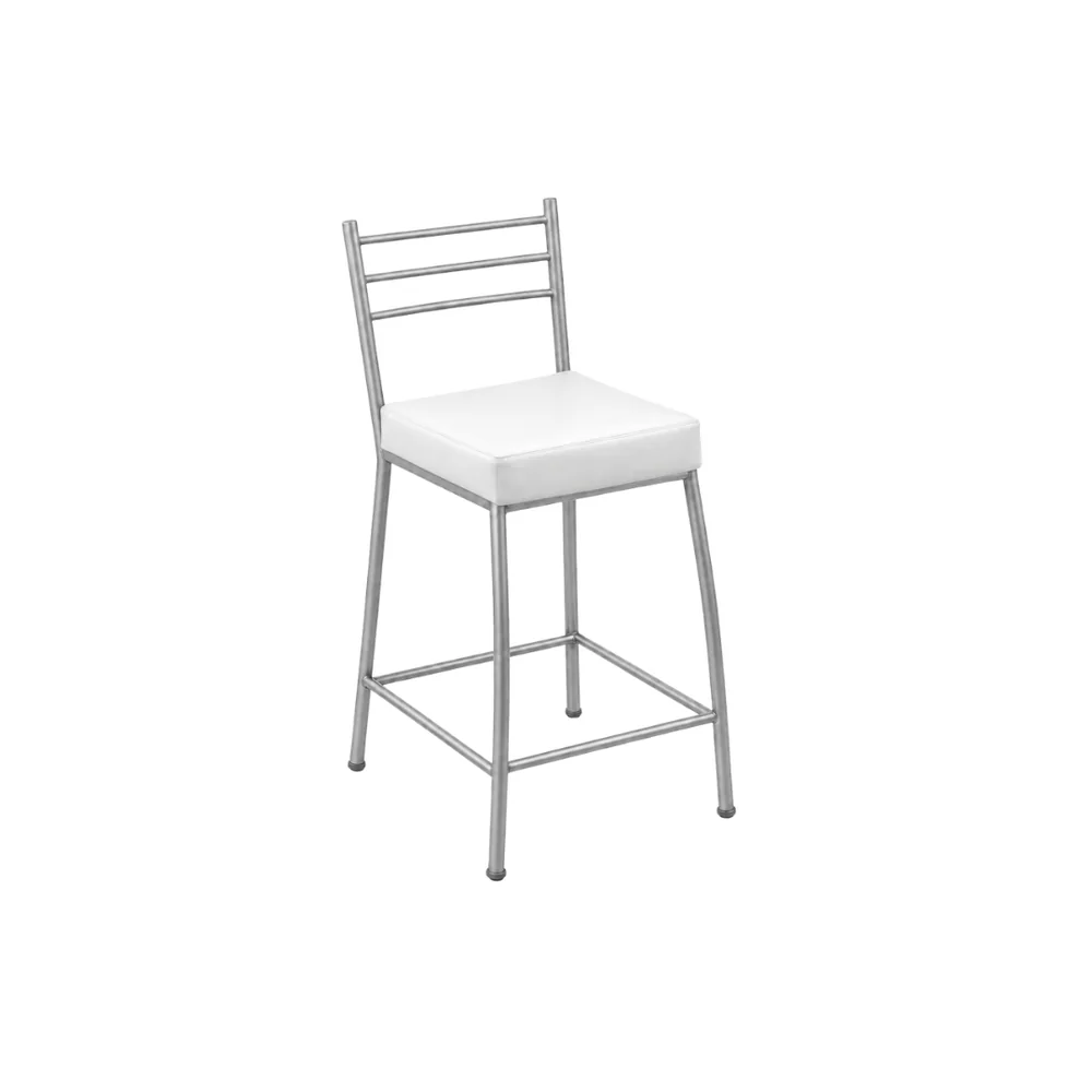 Banco Paris 60cm Prata/Branco — banco de aço Metalnew, referência 3025