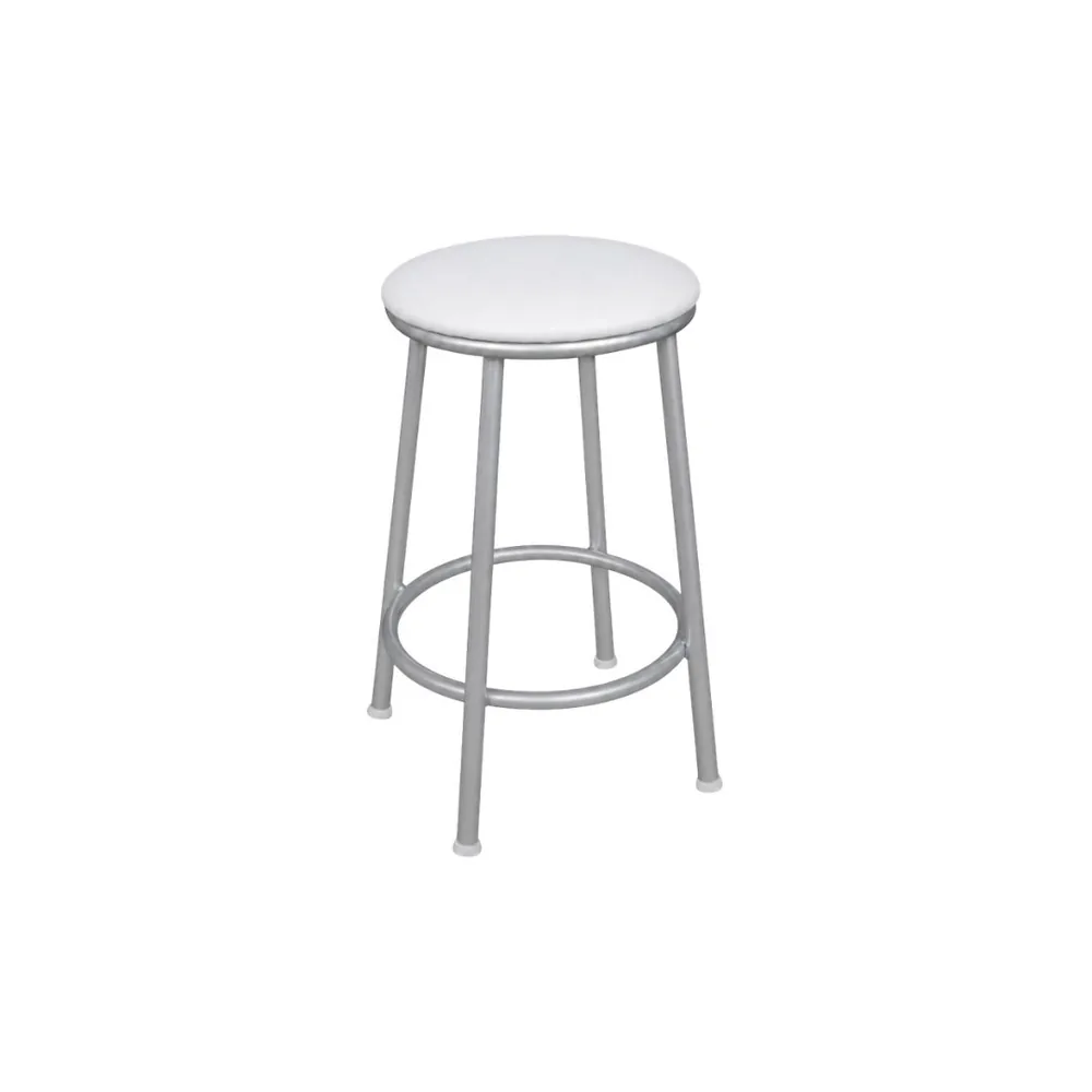 Banco sem Encosto 47cm Prata/Branco — banco de aço Metalnew, referência 2501
